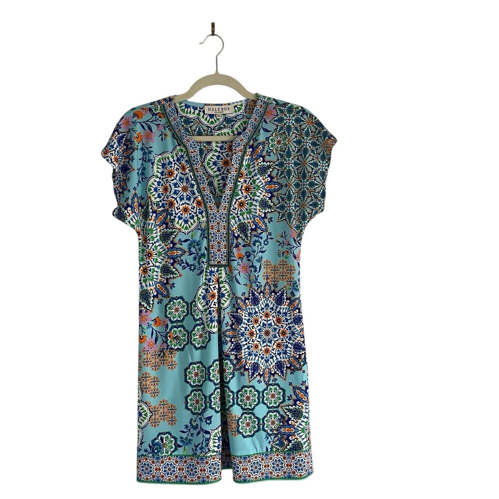 Hale Bob Dakota jersey mini dress beaded blue Size XS FINAL PRICE - Picture 2 of 9
